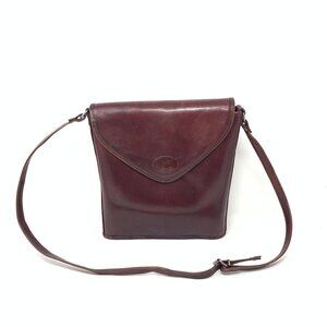 Vintage CM 1966 Florence Italy Brown Leather Crossbody Envelope Purse Structured
